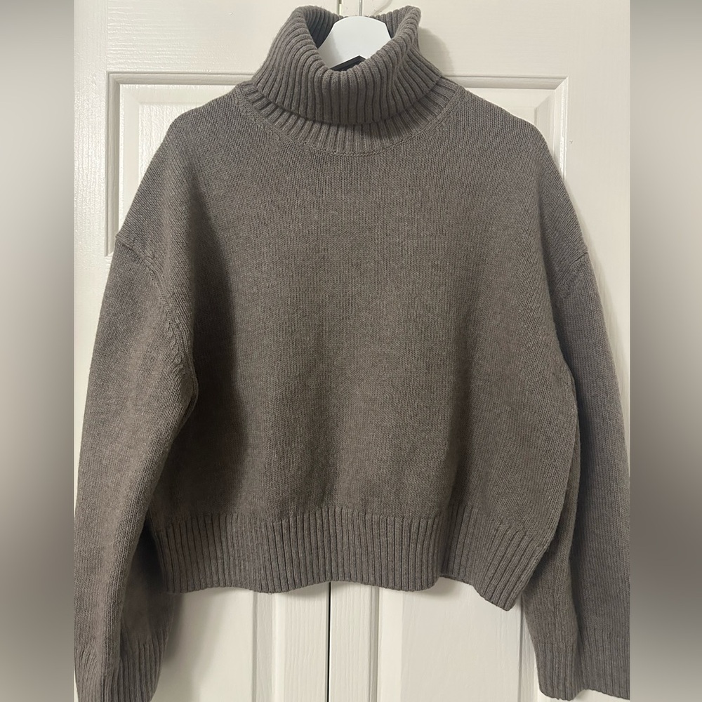H&M Taupe Turtleneck •	Cropped Sweater